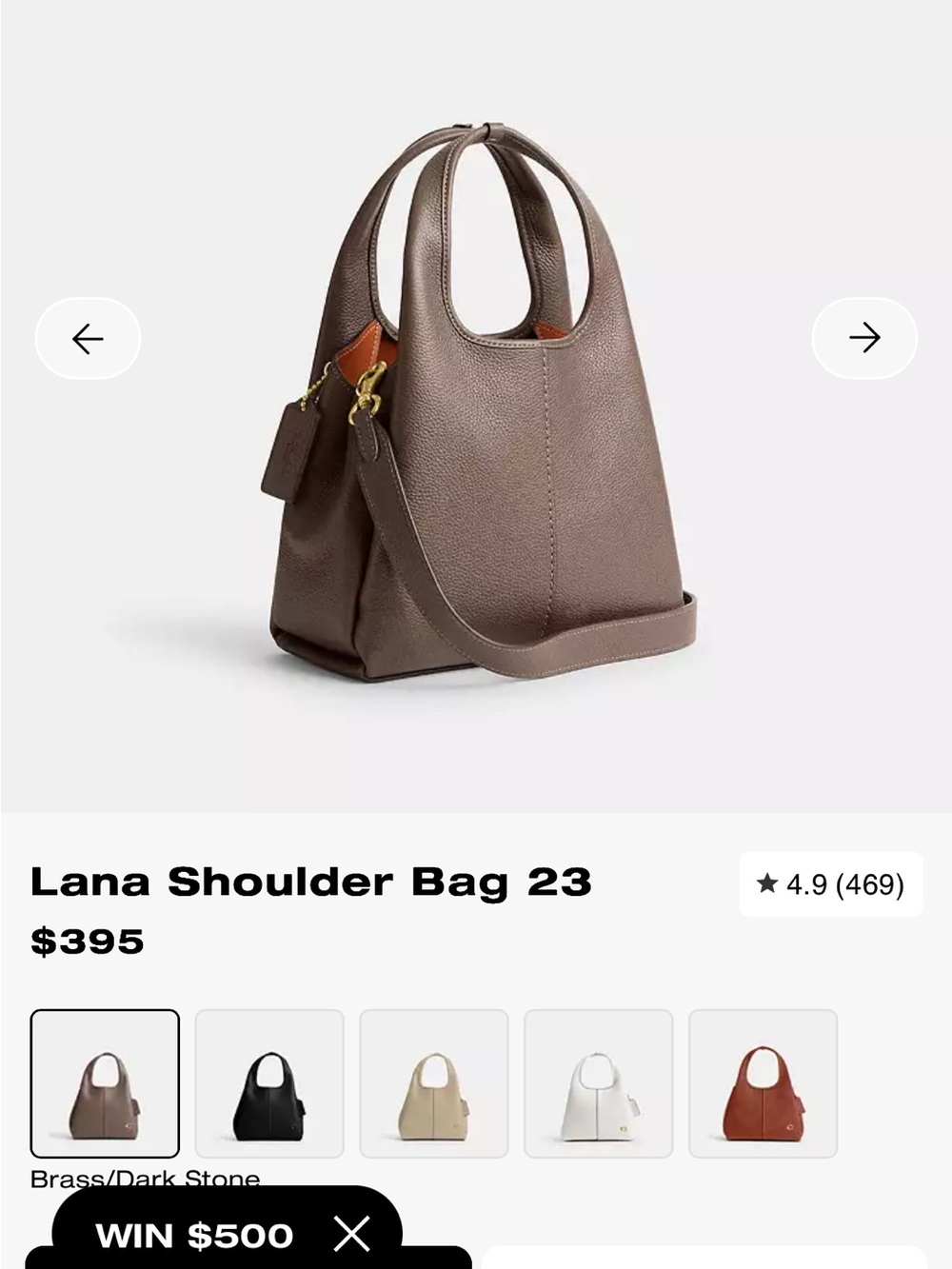 COACH Lana Shoulder Bag 23 in Brass/Dark Stone - Picture 7 of 9